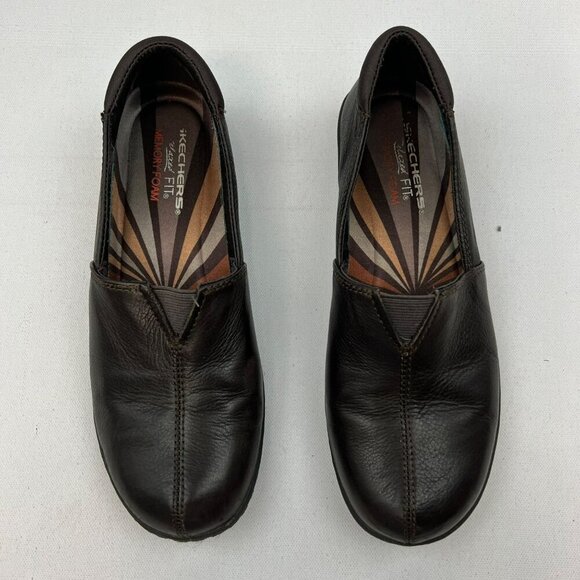 Skechers Women’s Memory Foam Loafers Brown Leather Size 8 - Picture 3 of 9